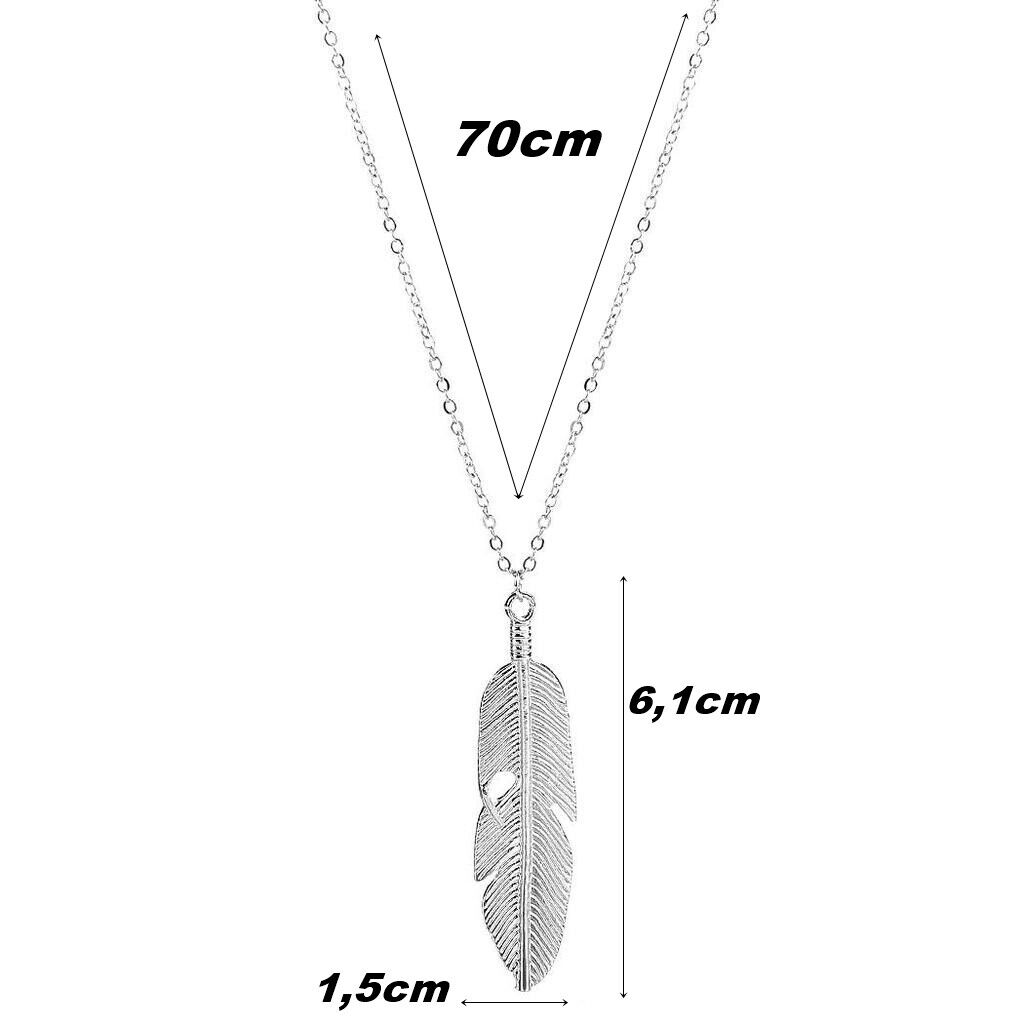 Damen  Feder Halskette Lang Silber Gold Feder Anhänger Kette Lange