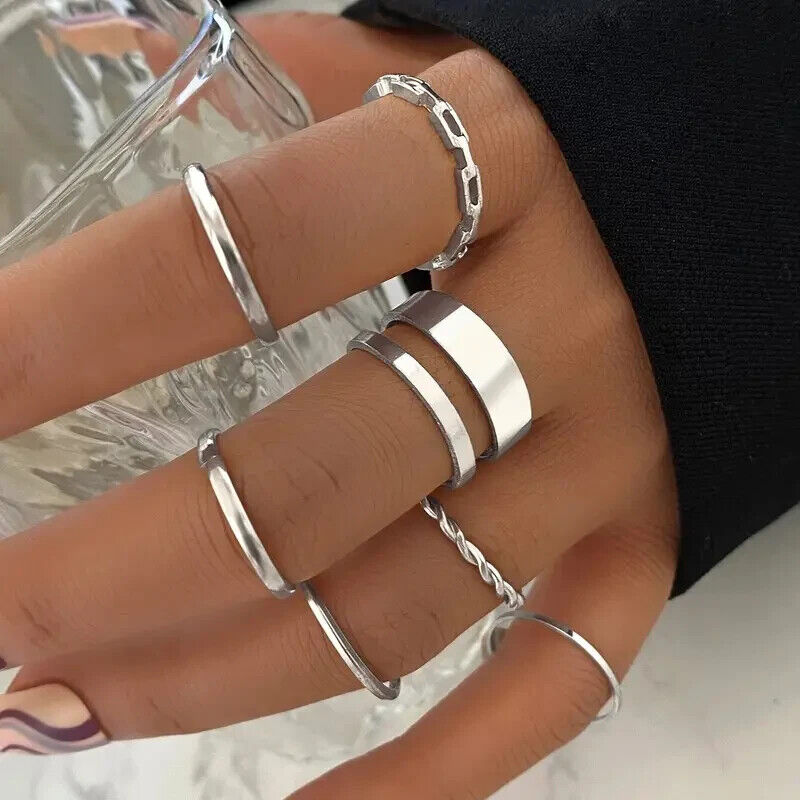 Ringset aus 7 Ringen in Silber