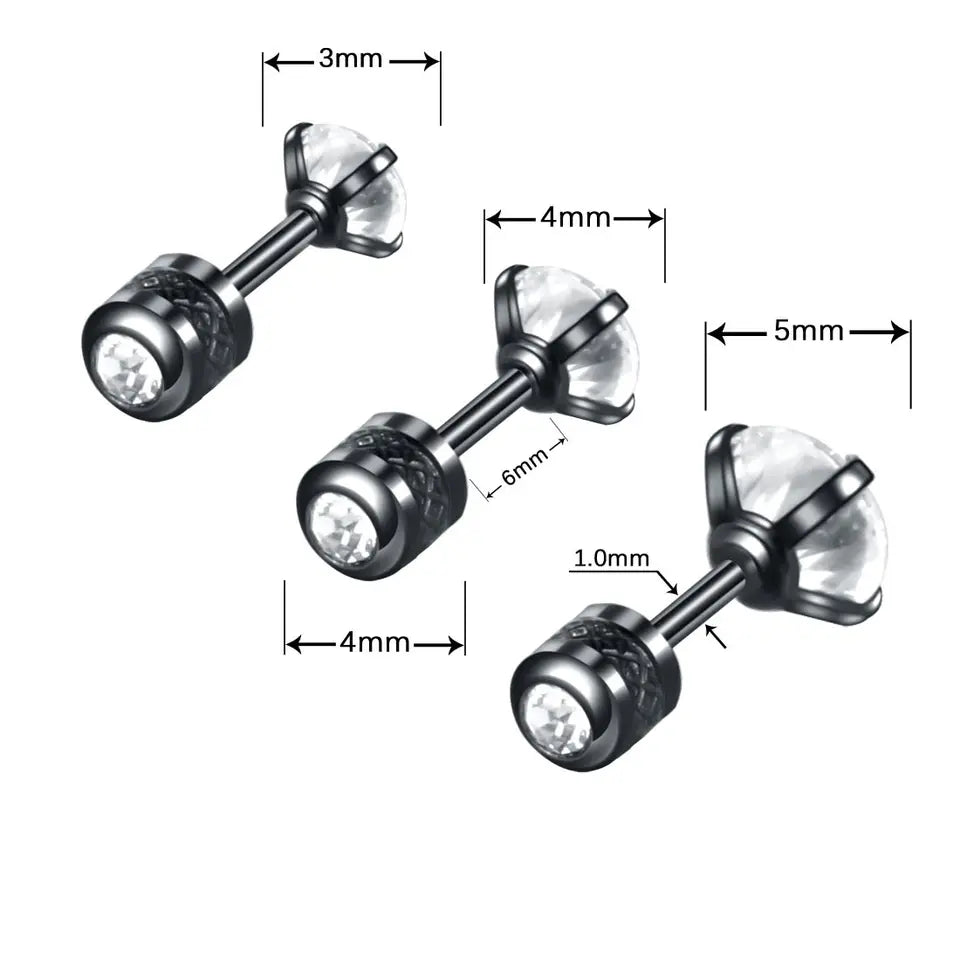 Damen Herren Ohrringe Ohrstecker Lobe Zirkonia Edelstahl