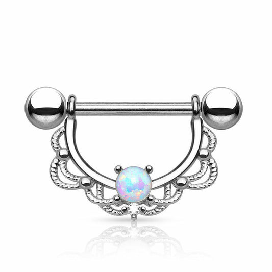 Nippelpiercing Brustwarzenpiercing Brustpiercing mit Opal optik