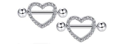 2er Set Nippelpiercing Herz Schild Silber Schwarz