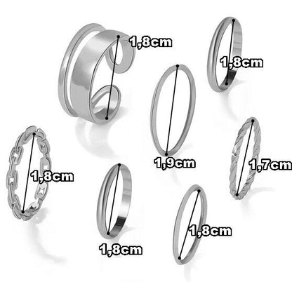 Ringset aus 7 Ringen in Silber