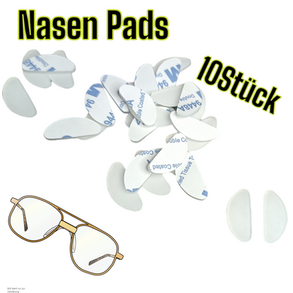 10x Nasenpads selbstklebend Brillenpads Silikon Weiß Sonnenbrille Transparent