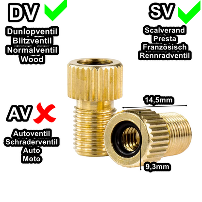 Ventil Adapter Fahrrad Ventiladapter SV Sclaverand auf Auto Autoventil