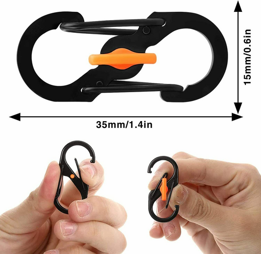 Mini Karabiner Karabinerhaken MicroLock S-Biner  Doppelkarabiner klein DE