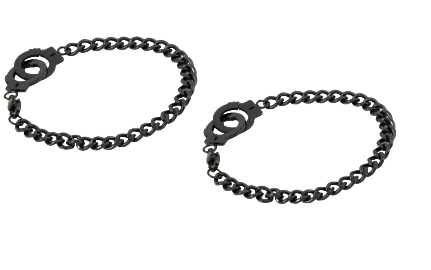 2er Set Partnerarmband Silber Schwarz Handschellen Valentinstag Geschenk