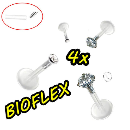 Lippenpiercing Bioflex Labret Medus  2 Varianten (4er Set)